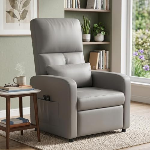 Massagesessel Elektrisch mit 8 Massagemodi, Relaxsessel mit Liegefunktion & Heizfunktion, Fernsehsessel mit Lendenstütze, USB-Anschluss & Seitentasche, Sessel für Wohnzimmer, belastbar bis 180 kg