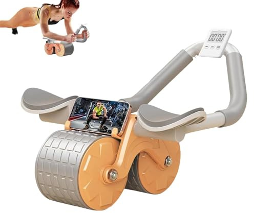 Ruota Addominale con Rimbalzo Automatico Rullo per ABS | Kit per Allenamento a Casa, Ginocchiera Inclusa, Cronometro Incluso, Sport per Principianti a Casa