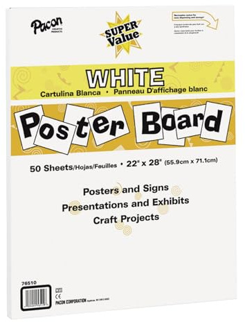 Pacon Super Value Poster Board, 22X28, White, 50 Sheets