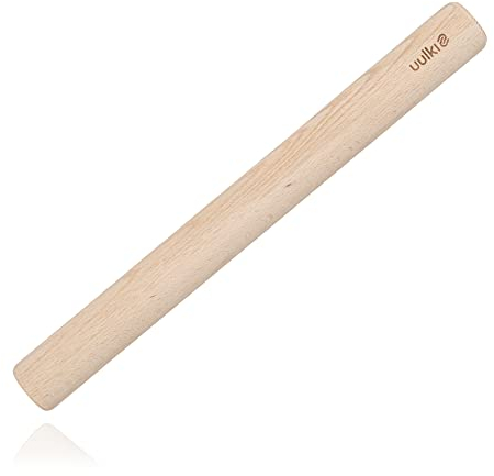 UULKI | Rodillo de madera para hornear - Rodillo de pastelería sólido y ecológico Rodillo de pizza de haya europea (45 cm)