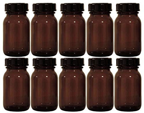 mikken - braunes Apothekerglas Set inkl. Schraubverschluss & Etiketten Made in Germany, Silber, 10x 100ml