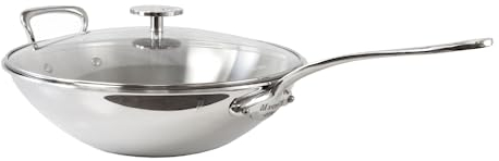 Mauviel 523632 Wok mit Griffen, Aluminium, Edelstahl, 32 cm