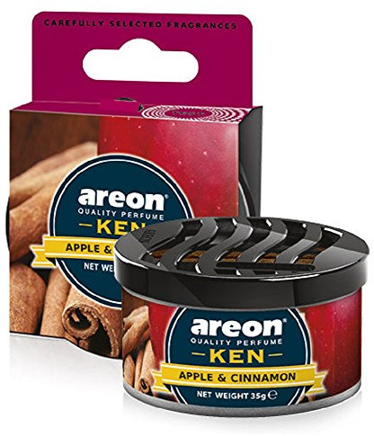 AREON Ken bil luftfräschare äpple och kanel godis doft burk mini hem rum fylla upp långvarigt justerbart ventilerat lock 3D paket med 1