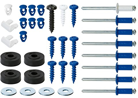 Cora 000116012 Kit Fissaggio Targhe Completo, 8 Rivetti, 8 Viti, 8 Bottoni, 8 Rondelle, 4 Viti, 2 Fermi, Nero