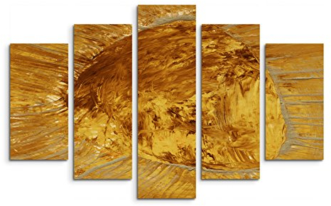 Paul Sinus Art 5 teiliges Wandbild auf Leinwand (Gesamt: H: 100cm B: 160cm) Keilrahmenbild Canvas Fotodruck Leinwandbild Leinwanddruck Kunstdruck Wandbild gelb braun grau Formen