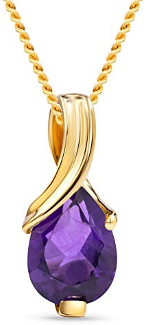 Miore de cadena con colgante 375 oro blanco rodio Zafiro gota filo 45 cm