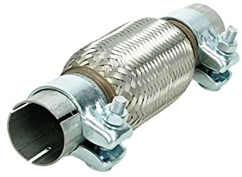 ECD Germany Tubo Flessibile di Scarico Marmitta 45 x 150 mm Flex in Acciaio Inox Universale Impianto Gas Scarico Morsetto Saldatura su Giunti di Ricambio e Riparazione con 2 Morsetti pinze per Auto