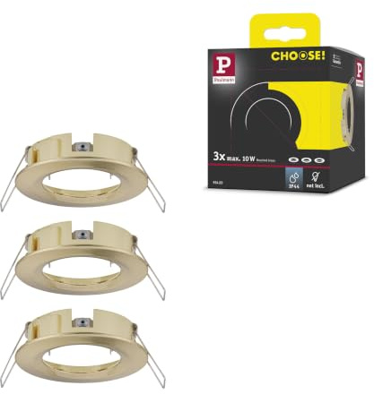 Pauleen Set Paulmann 92483 Lampada Choose Spot Fisso 3 faretti soffitto da Max. 10 Watt Ottone Spazzolato apparecchio da Incasso Alluminio, Chrome Matt