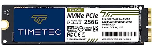 Timetec 256 GB Mac SSD NVMe PCIe Gen3x4 3D NAND TLC Lectura de hasta 1950 MB/s Compatible con MacBook Air (2013-2015, 2017), MacBook Pro (2013-2015), iMac (2013-2019), Mac Pro (2013)