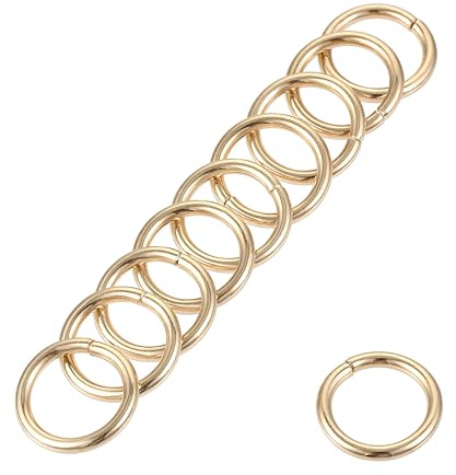 sourcing map 20 Stück O Ringe 0.39(10mm) Metall für Riemen Taschen Gürtel DIY Handwerk Gold Ton