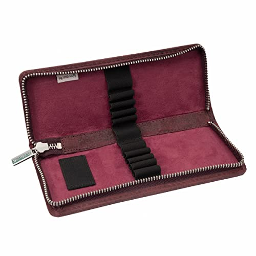 Jahn-Tasche Exklusives Federmäppchen Stifte-Etui, Größe M, aus Büffel-Leder, Rost-Rot, 012