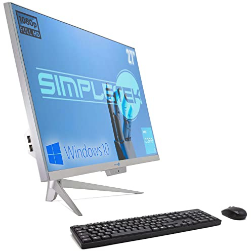 PC All in One RGB Core i3 Windows 10 Pro 27 Full HD RAM 16 GB SSD 240GB + 2 TB | Inbyggd webbkamera, WiFi5, Bluetooth | Fast dator Allt i ett Simpletek