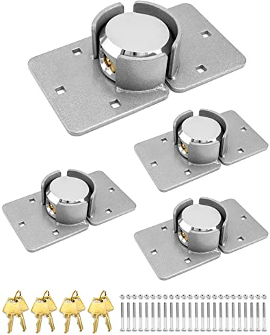 QWORK Solid Steel Puck Lock Set with Hasp – Reinforced Security Design for Trucks, Vans & Gates