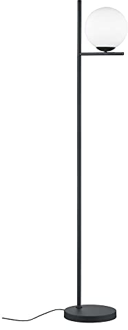Stehlampe Wohnzimmer Kugel Stehleuchte Kugel weiß Stehlampe schwarz Metall, Glas, Fußschalter, 1x E14 Fassung, BxH 25x150 cm