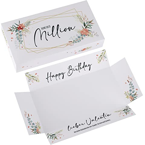Herz & Heim® Geschenkverpackung Geldgeschenk mit Personalisierung - Erste Million Deine 1. Million