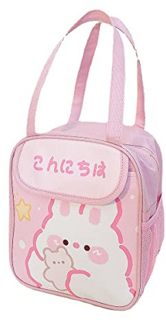 ANSAIR Sac à Lunch Kawaii Mignon boîte à Lunch Japonaise for Filles Adolescentes Sac fourre-Tout Thermique réutilisable Bento Cooler for la rentrée Scolaire (Color : Pink)