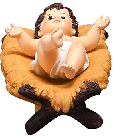 FOMIYES Niño Jesus Adornos Estatua De Jesus Rezando Muñeco De Estatuilla del Niño De La Natividad Figurita En Pesebre Resina Familiar Ángel Guardian Bebé