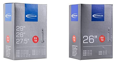 1x Schwalbe Unisex – Erwachsene Fahrradschlauch SV19 40/62-584/635 EK 40 mm Fahrradzubehör, schwarz, 27,5 29 Zoll & Fahrradschlauch SV13 40/62-559 EK 40 mm Schlauch, Schwarz, SV (40mm)/26''