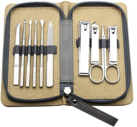 Set de Manicura Pedicura Set Clipper de uñas Conjunto de acero inoxidable 10 piezas Conjunto de manicura profesional Mens Kit de aseo con casquillo de viaje lujoso La mejor opción de regalo Manicura P