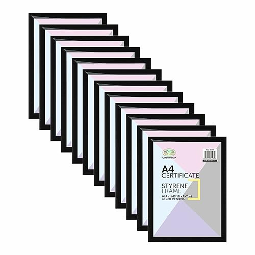M1SS (Set of 12 - A4 Black Photo Frame Styrene Window Premium Photo Picture Frame Solid 21 x 29.7 CM For Home Family Office Decor, Classic Wall Mountable & Tabletop Frames