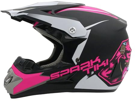 BTAISYDE Motorrad Cross Helm, Motocross Helm Set Erwachsene Kinder Integrales MTB Motorrad Off Road ATV Sturzhelm mit Schutzbrille Handschuhe Maske,Pink,L