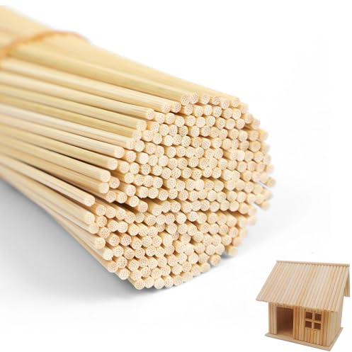 Holzstäbchen Rund, 300 Stück Holzstäbe Rund Natur, Zuckerwatte Stäbe | Rundholz Holzstab, Holzstäbchen zum Basteln, Bastelstäbe Rundhölzer für Handwerk und Heimwerker (300mm x 3mm)
