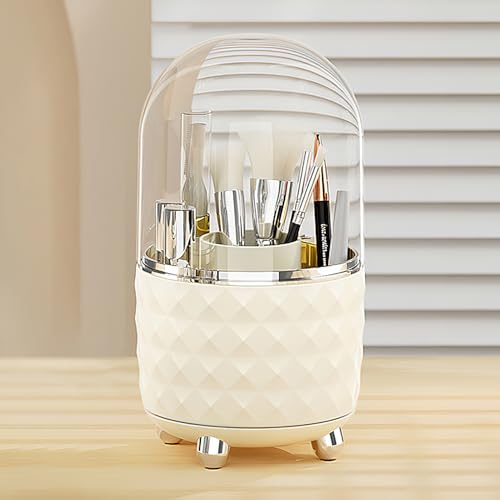 ZLLkeji 360° Rangement Pinceaux Maquillage avec Anti Poussière Couvercle Organisateur Cosmétique Support de Pinceaux de Maquillage pour Pinceau, Rouge à Lèvres Eye-Liner Parfum