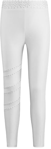 Mufeng Kinder Mädchen Leggings Eiskunstlauf Sportleggings Trainingshose Mit Strass Strumpfhose Eiskunstlaufen Gymnastik Turnen Weiß 158-164