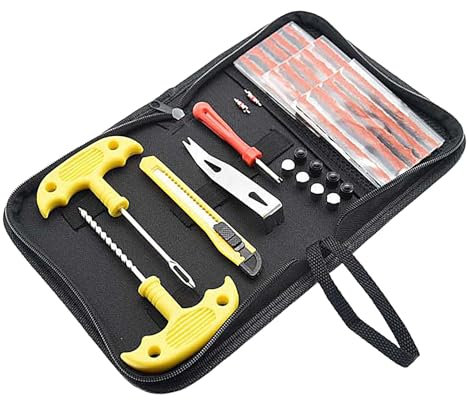 32-teiliges Reifenstecker-Set – Reifenpannen-Reparaturset, robustes Reifenreparaturwerkzeug-Set, vielseitiges Reparaturset für Motorrad-Reifen, Autoreifen-Pannenset für Auto, Motorrad, Fahrrad,
