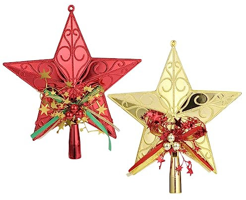 BCOATH 2 Stücke Weihnachten Baum Stern Rot Und Kunststoff Weihnachten Baum Pentagramm Dekoration Für Home Party Dekorationen