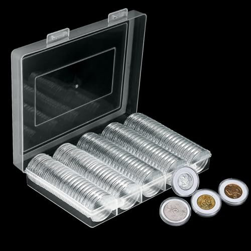 Raccoglitore Monete da Collezione, Monete da Collezione, 120 Pezzi 33mm Capsule per Monete con Guarnizione in Schiuma,Capsule Monete per Raccogliere Monete,5 Dimensioni (17mm/20mm/25mm/27mm/30mm)
