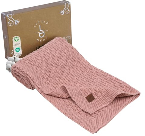 Little Dedi 100% Bio-Baumwolle Babydecke 80x100 cm Rosa – GOTS Zertifiziert, Weich und Atmungsaktiv, Ideal für Neugeborene und Säuglinge, Nora