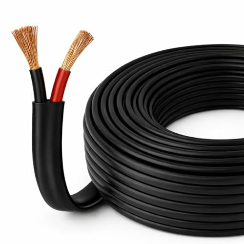 BMF DIRECT Flat Twin 2 Core Cable Pure Copper 12V/24V – Thin Wall Automotive Wire (1.5mm² 21A, 10m Coil)