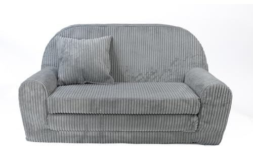 FORTISLINE Kindersofa ausklappbar 78x45x40 cm - Kindercouch aus Cord mit Liegefläche 104 cm, Mini Sofa für Kinderzimmer, Abnehmbarer waschbarer Bezug, Oeko-TEX Standard 100