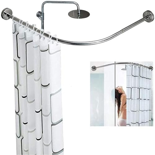 Verstellbare L-förmige Duschvorhangstange, 80-100 cm, Edelstahl, ohne Bohren, erweiterbar, ideal für Badezimmer, Spind, Zimmer, langlebiges und stilvolles Design
