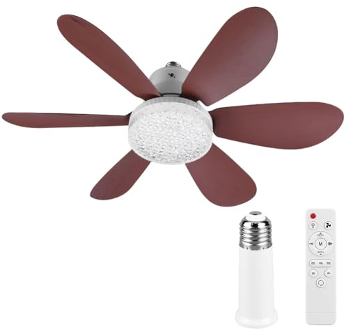 Ventilatori a soffitto con luci e telecomando, ventilatore a lampadina silenziosa da 40 W con 6 lame, vite interna nella ventola del soffitto per camera da letto, soggiorno, cucina, 3000K-6500K