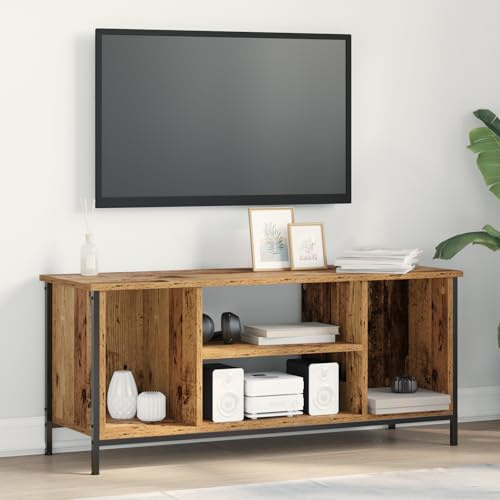 ROMHZKS Entertainment Centre Altes Holz Spanplatte, Metall tv Board kommode tv Regal Fernseher Schrank 102 x 35 x 45 cm