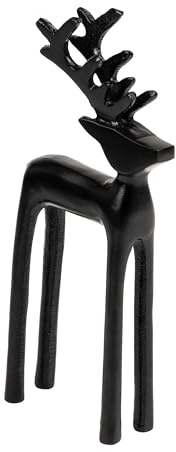 Mind Reader Modern Metal Reindeer Figurine, Sleek Aluminum Winter Holiday Decor, Rustic Contemporary Accent, Black