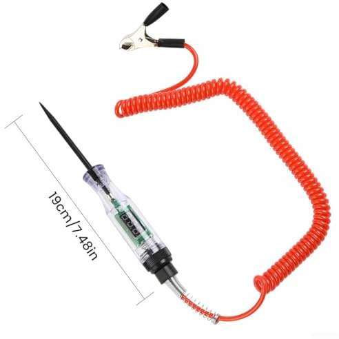 Digital Electric Circuit Tester for Automotive Voltage Testing - 3/6/12/24V DC with Stainless Steel Probe, 6FT Spring Wire &