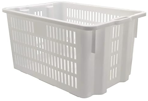 EffeDecor Cesta per Pane Cassa in Plastica Traforata Sovrapponibile ed Impilabile con Manici Ideale per Conservare Alimenti,Pane Varie Dimensioni Made in Italy (65 LT - 62x44xH33 cm)