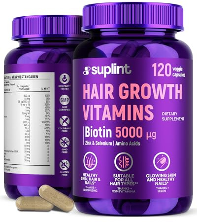 Biotin Hair Growth Vitamins 5000 mcg – 60 Vegan Capsules