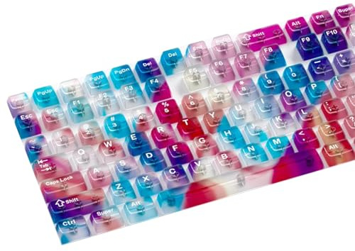 BUBEFSKD Set di tappi per tasti arcobaleno, 132 tasti, profilo originale, durata, resistente all'usura, retroilluminazione traslucida, set di cappucci colorati