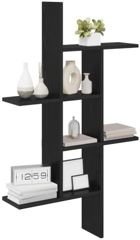 vidaXL Estante de Pared Roble Negro 61 x 15 x 102 cm