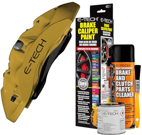 E-TECH Gold Brake Caliper/Drum Paint - EBCP-G - Complete Kit inc Paint/Cleaner & Brush