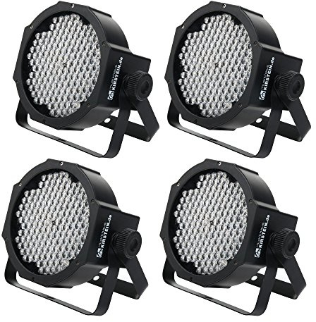 4x Showlite FLP-144 Flatline Panel LED Scheinwerfer (PAR Strahler, Discolicht, Bühnenbeleuchtung, Lampe, 144 LED/RBG mixing, Anschlüsse: DMX In/Out, 6 DMX Modi)