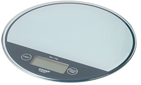 COOK CONCEPT Balance Digitale Slim en Verre Fonction Tare Aléatoire | Verre, balance digitale slim, fonction tare, convertisseur d'unité, ronde ou rectangle, pile incluse, coloris aléatoire