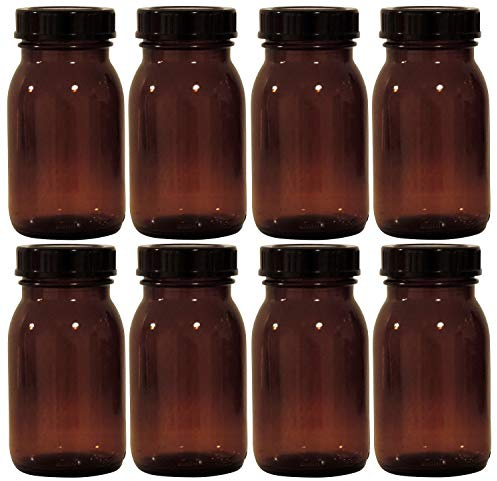 mikken - braunes Apothekerglas Set inkl. Schraubverschluss & Etiketten Made in Germany, Silber, 8x 150ml