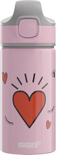 Sigg Miracle Girl Power Kinder Trinkflasche (0.4 L), Kinderflasche mit auslaufsicherem Deckel, einhändig bedienbare Wasserflasche aus Aluminium