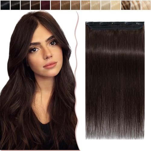 SEGO Clip in Haar Extensions Echthaar Haarverlängerungen ein Tresse 5 Clips Haarverdichtung Haarteil 100% Remy Human Hair Dunkelbraun#2 12(30cm)-40g