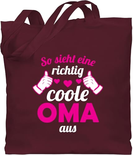 Baumwolltasche - Geschenk - So sieht eine richtig coole Oma aus Fuchsia - Unisize - Bordeauxrot - geschenk+oma geschenke für omas omi coolste stofftasche geburtstag bag for grandma großmutter